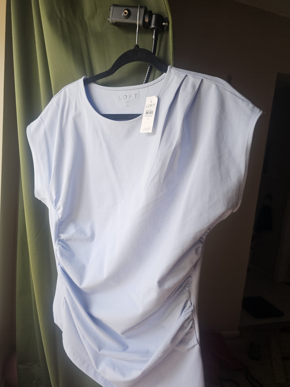 LOFT Pale Blue Ruched Side Cap Sleeve Tunic